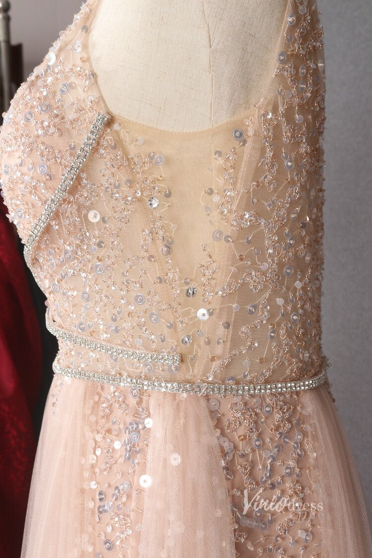 Vintage Blush Pink Prom Dresses with Long Cape FD2481-Evening Dresses 2025 -Viniodress-Blush Pink-US 2-
