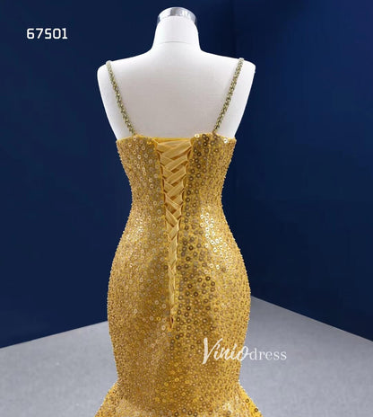Vintage Bright Gold Mermaid Wedding Dresses with Cape 67501-wedding dresses 2025 -Viniodress-Gold-Custom Size-