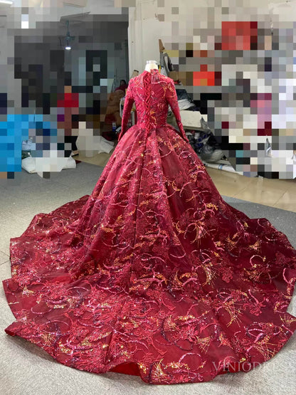 Vintage Burgundy Formal Gown Wedding Dress 67367 viniodress-Quinceanera Dresses 2025 -Viniodress-Halter-Burgundy-Custom Size