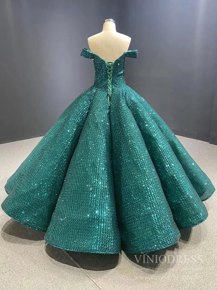 Vintage Burgundy Sequin Sweet 16 Dress Off the Shoulder Quinceanera Dresses 66661 viniodress-Quinceanera Dresses 2025 -Viniodress-Burgundy-Custom Size-