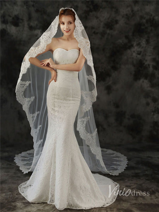 Vintage Cathedral Length Mantilla Veil Viniodress TS1927-Bridal Veil 2025 -Viniodress-Ivory-