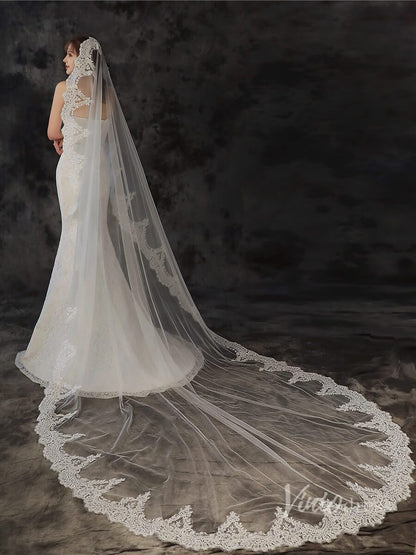 Vintage Cathedral Length Mantilla Veil Viniodress TS1927-Bridal Veil 2025 -Viniodress-Ivory-