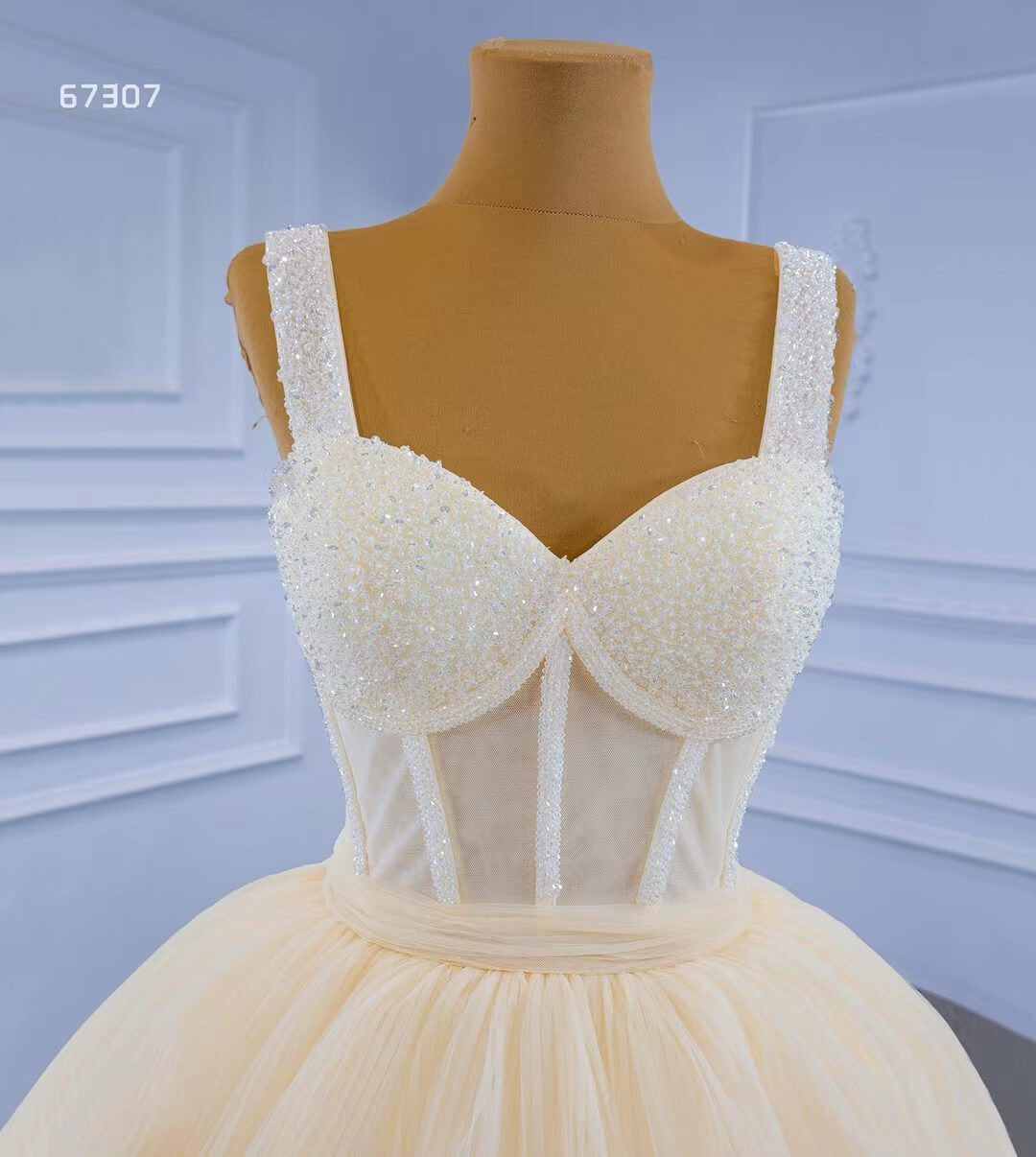 Vintage Champagne Tea length Prom Dresses Layered Tulle Formal Dress 67307-prom dresses 2025 -Viniodress-Champagne-Custom Size-