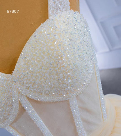 Vintage Champagne Tea length Prom Dresses Layered Tulle Formal Dress 67307-prom dresses 2025 -Viniodress-Champagne-Custom Size-