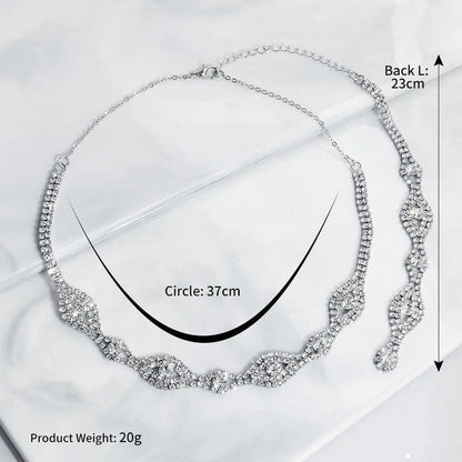 Vintage Crystal Backdrop Necklace AC1025-Bridal Jewelry 2025 -Viniodress-Silver-