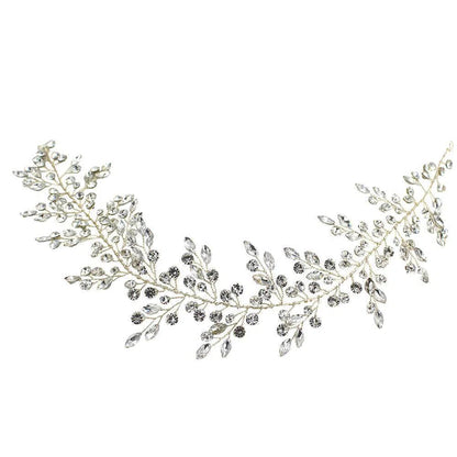 Vintage Crystal Sprig Silver Bridal Headband ACC1117-Headpieces 2025 -Viniodress-Silver-
