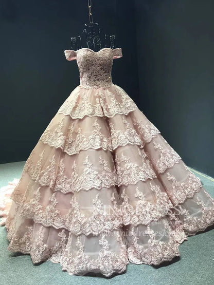 Vintage Dark Red Lace Prom Dresses Off Shoulder Princess Dress FD1217 viniodress-prom dresses 2025 -Viniodress-Champagne-Custom Size-