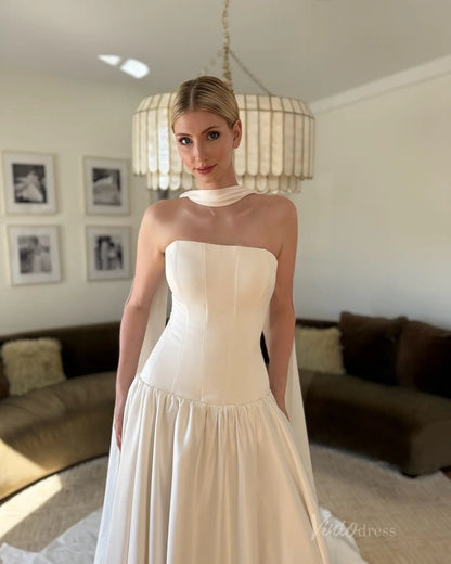Vintage Drop Waist Wedding Dress | Strapless Minimalist Bridal Gown wi Viniodress Vintage Drop Waist Wedding Dress | Strapless Minimalist Bridal Gown wi Viniodress