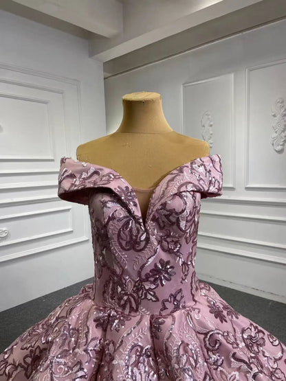 Vintage Dusty Rose Lace Quinceanera Dresses Off the Shoulder Sweet 16 Dress 66661 viniodress-Quinceanera Dresses 2025 -Viniodress-Pink-Custom Size-