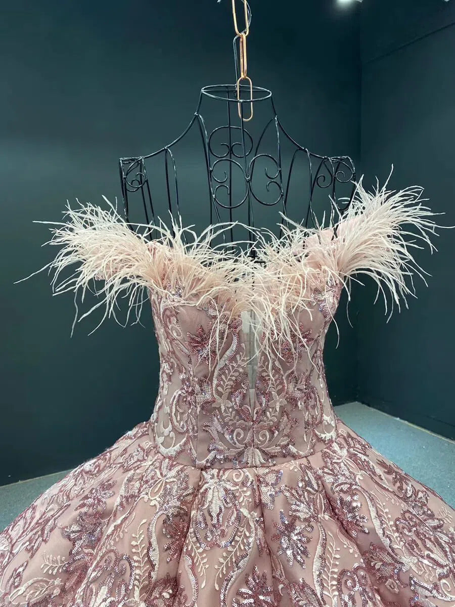 Vintage Dusty Rose Lace Quinceanera Dresses Off the Shoulder Sweet 16 Dress 66661 viniodress-Quinceanera Dresses 2025 -Viniodress-Pink-Custom Size-