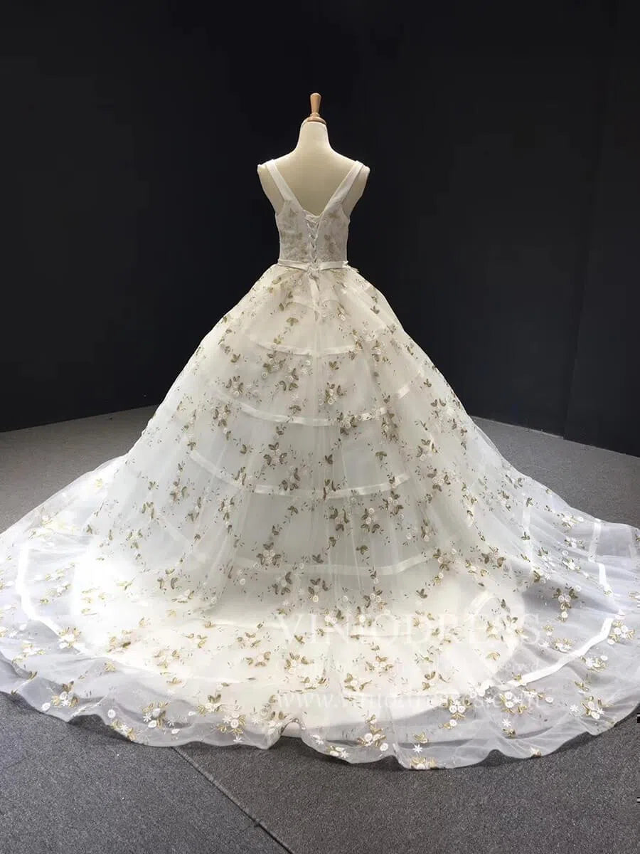 Vintage Embroidery Prom Dresses Floral Quinceanera Dresses FD1141 viniodress-prom dresses 2025 -Viniodress-Champagne-Custom Size-