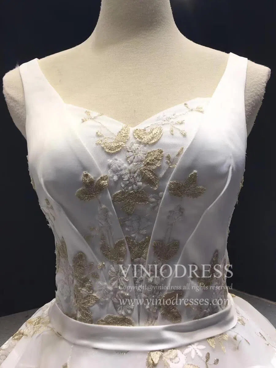 Vintage Embroidery Prom Dresses Floral Quinceanera Dresses FD1141 viniodress-prom dresses 2025 -Viniodress-Champagne-Custom Size-