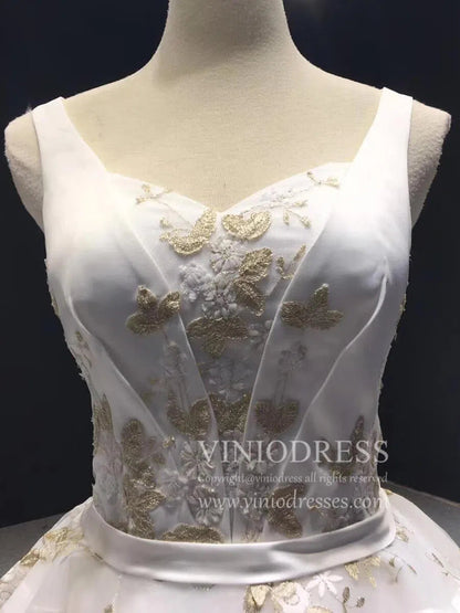 Vintage Embroidery Prom Dresses Floral Quinceanera Dresses FD1141 viniodress-prom dresses 2025 -Viniodress-Champagne-Custom Size-
