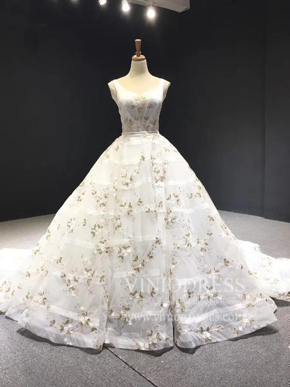 Vintage Embroidery Prom Dresses Floral Quinceanera Dresses FD1141 viniodress-prom dresses 2025 -Viniodress-Ivory-Custom Size-
