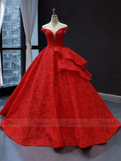 Vintage Emerald Green Lace Ball Gown Prom Dresses Princess Dress FD1255 viniodress-prom dresses 2025 -Viniodress-Emerald Green-Custom Size-