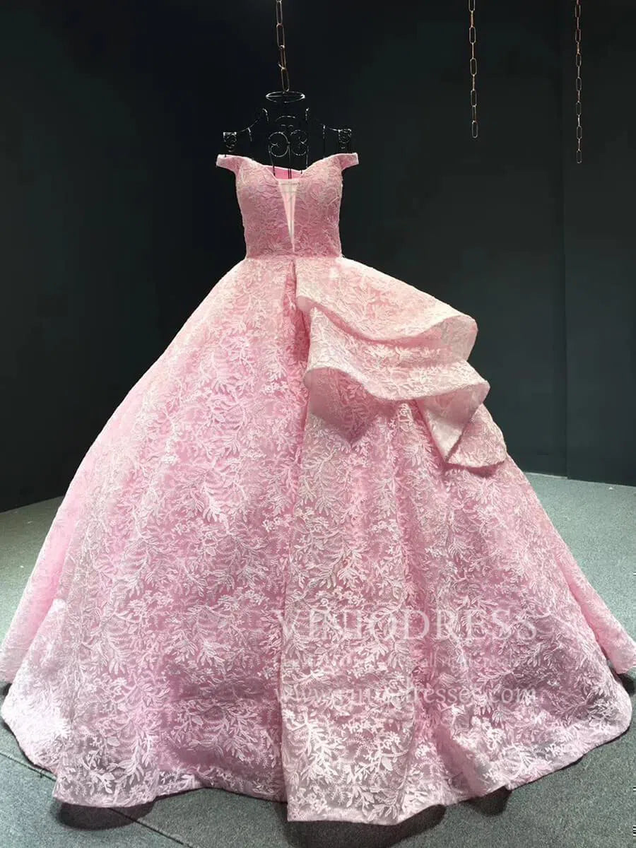 Vintage Emerald Green Lace Ball Gown Prom Dresses Princess Dress FD1255 viniodress-prom dresses 2025 -Viniodress-Pink-Custom Size-