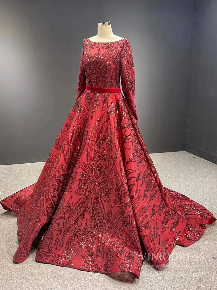 Vintage Emerald Green Lace Prom Dresses with Sleeves 66691 viniodress-prom dresses 2025 -Viniodress-Emerald Green-Custom Size-