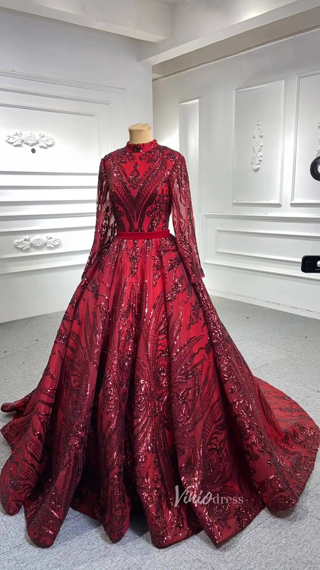 Vintage Emerald Green Lace Prom Dresses with Sleeves 66691 viniodress-prom dresses 2025 -Viniodress-Emerald Green-Custom Size-