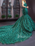 Vintage Emerald Green Mermaid Prom Dresses Trumpet Dress FD1391-prom dresses-Viniodress-Viniodress