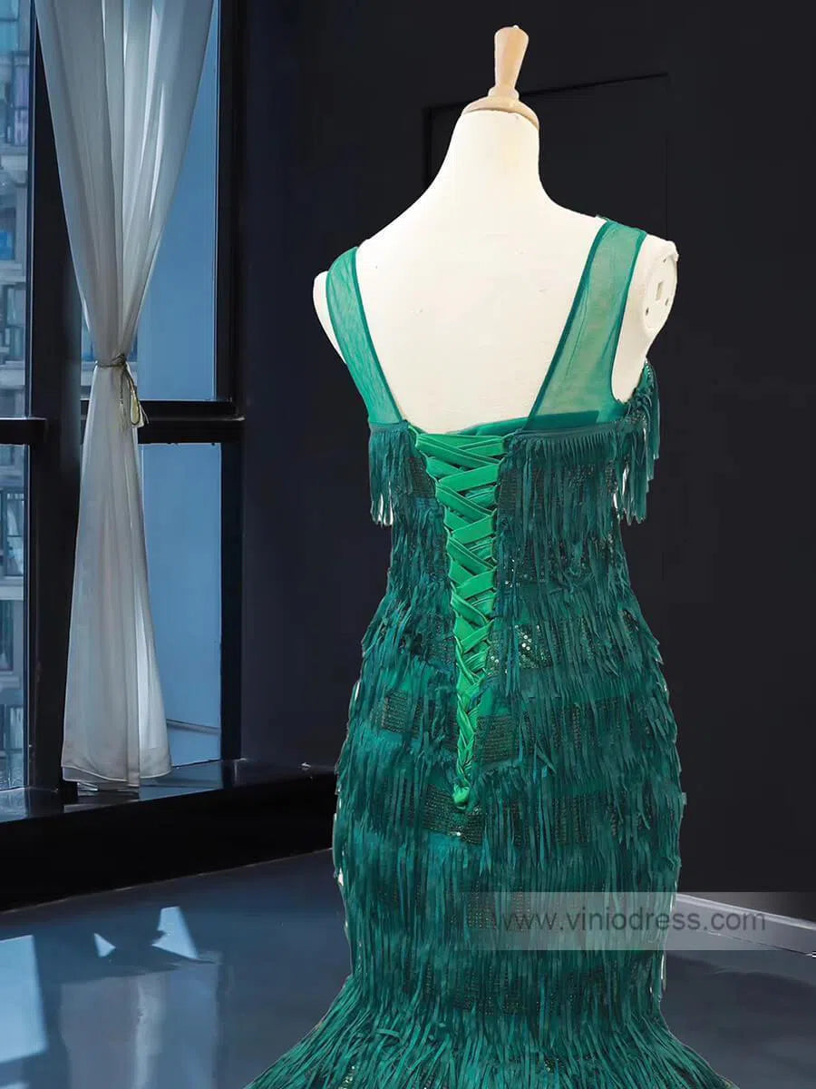 Vintage Emerald Green Mermaid Prom Dresses Trumpet Dress FD1391-prom dresses-Viniodress-Viniodress