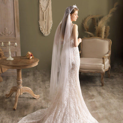Vintage Floral Juliet Cap Veil Waltz Length Veil-Accessories 2025 -Viniodress-Ivory-