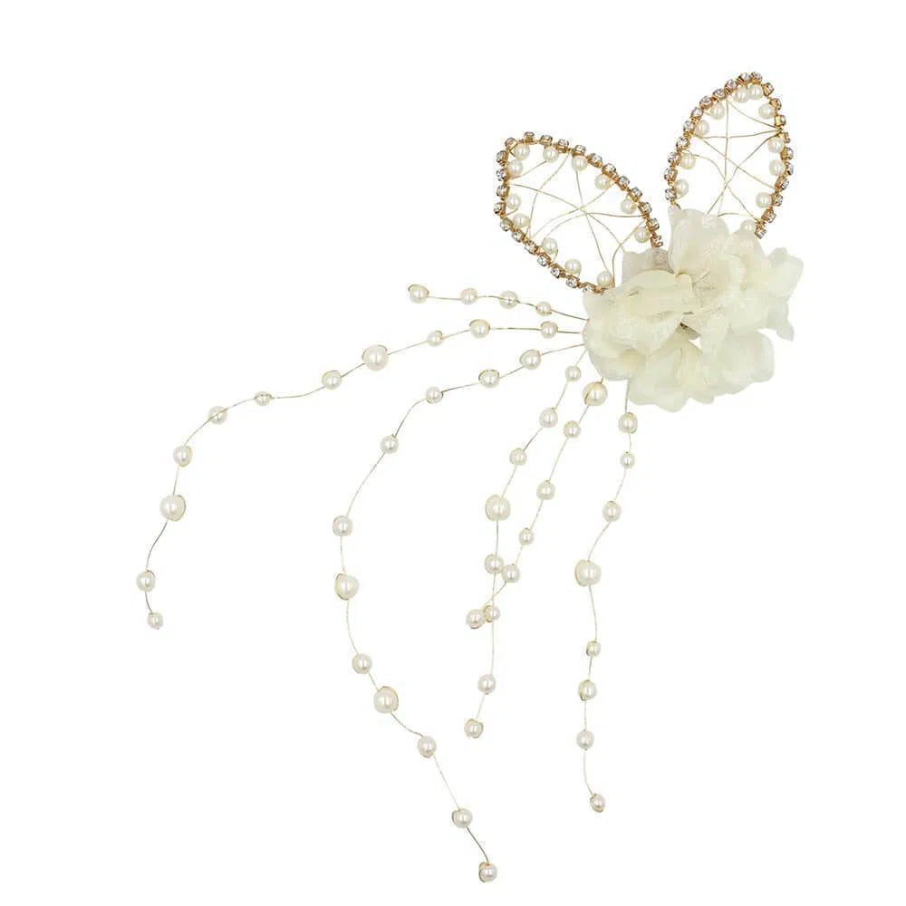 Vintage Flower and Pearl Hair Vine Bridal Clip AC1110-Headpieces 2025 -Viniodress-1PCS-
