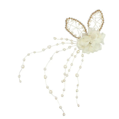 Vintage Flower and Pearl Hair Vine Bridal Clip AC1110-Headpieces 2025 -Viniodress-1PCS-