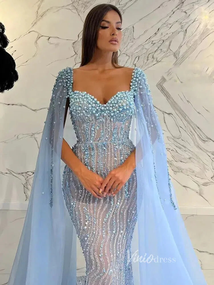 Prom Dress 2025 Vintage Gatsby Prom Dresses Cape Sleeve Evening Gowns 20200-unique prom dresses-Light Blue-US 2-Viniodress