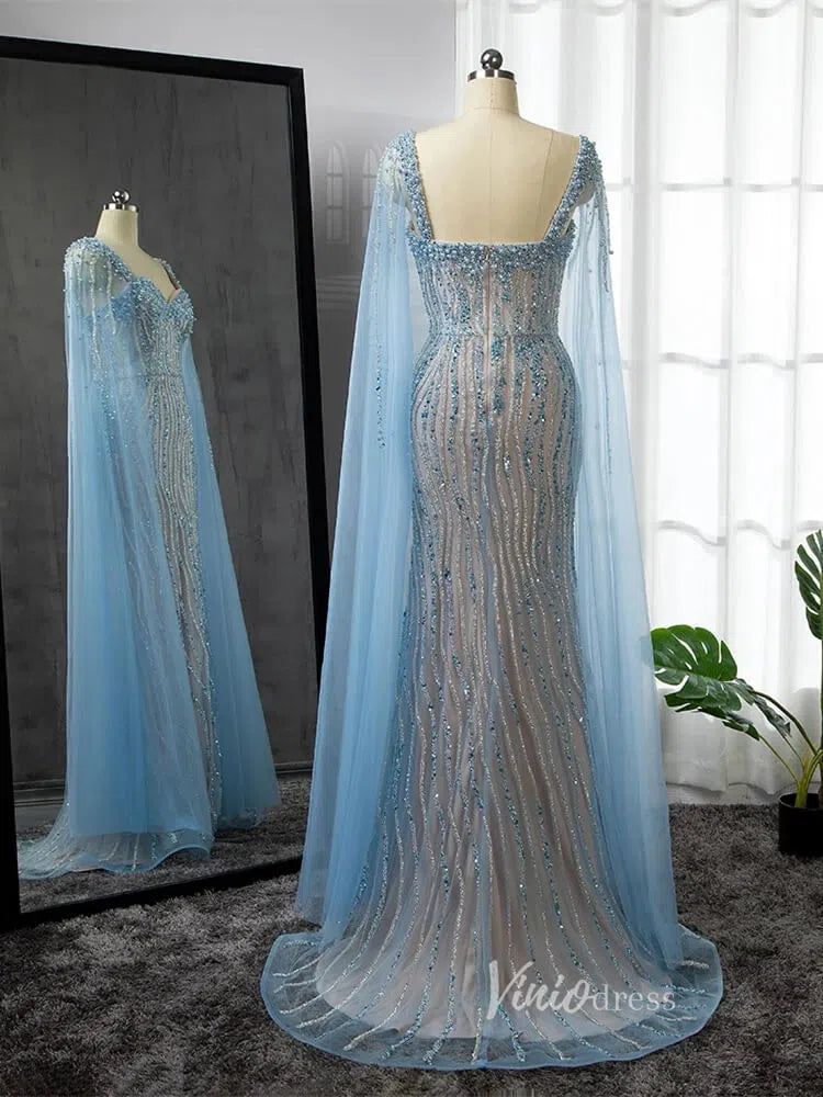 Prom Dress 2025 Vintage Gatsby Prom Dresses Cape Sleeve Evening Gowns 20200-unique prom dresses-Light Blue-US 2-Viniodress