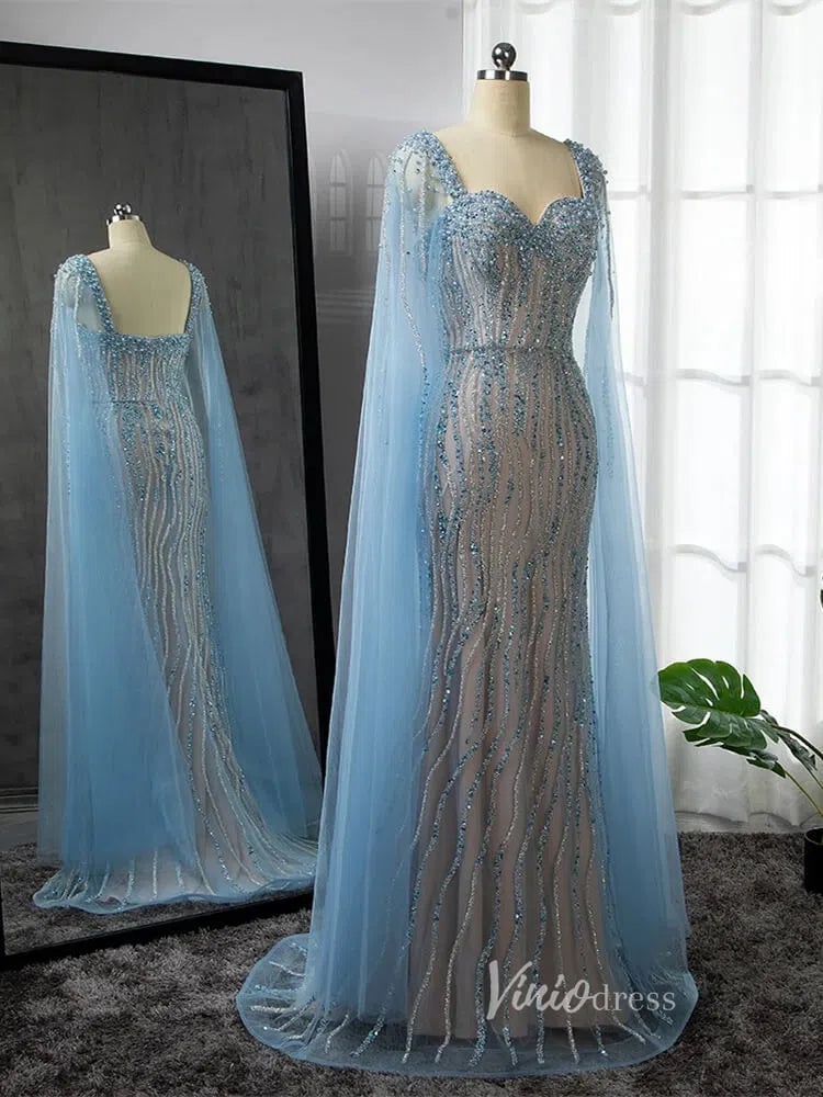 Prom Dress 2025 Vintage Gatsby Prom Dresses Cape Sleeve Evening Gowns 20200-unique prom dresses-Light Blue-US 2-Viniodress