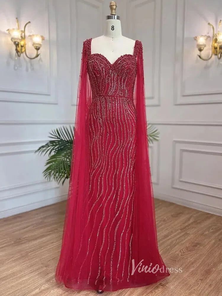 Prom Dress 2025 Vintage Gatsby Prom Dresses Cape Sleeve Evening Gowns 20200-unique prom dresses-Burgundy-US 2-Viniodress