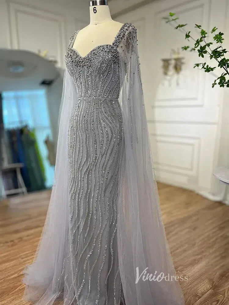 Prom Dress 2025 Vintage Gatsby Prom Dresses Cape Sleeve Evening Gowns 20200-unique prom dresses-Grey-US 2-Viniodress