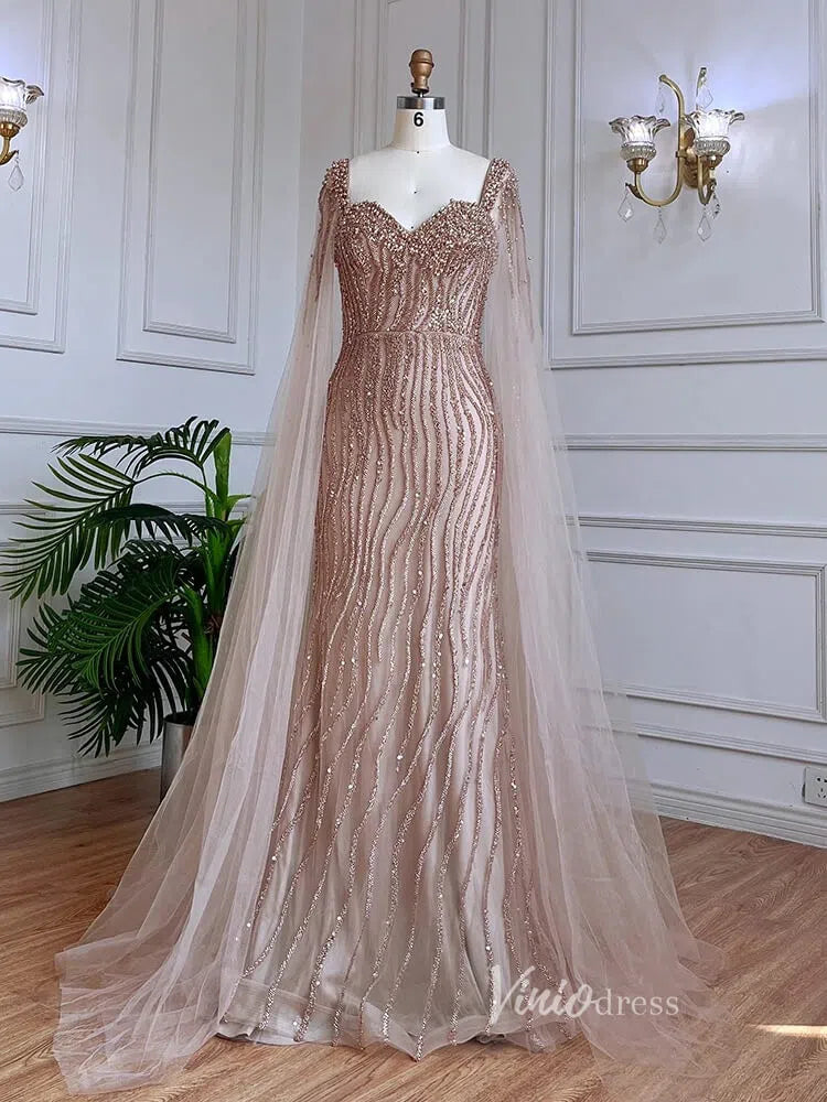 Prom Dress 2025 Vintage Gatsby Prom Dresses Cape Sleeve Evening Gowns 20200-unique prom dresses-Taupe-US 2-Viniodress