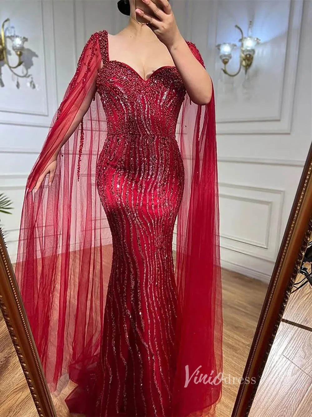 Vintage Gatsby Prom Dresses Cape Sleeve Evening Gowns 20200-prom dresses-Viniodress-Viniodress