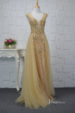 Vintage Gold 20s Formal Evening Dress Overskirt Prom Dresses FD2379