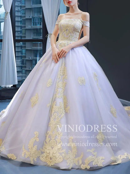 Vintage Gold and Lilac Ball Gown Prom Dress Sweet 15 Dresses 66908B viniodress-prom dresses 2025 -Viniodress-Lilac-Custom Size-