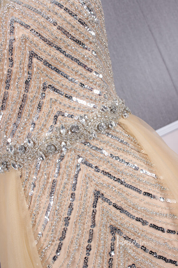 Prom Dress 2025 Vintage Gold Beaded Formal Evening Dress Overskirt Prom Dress FD2375-unique prom dresses-Gold-US 2-Viniodress