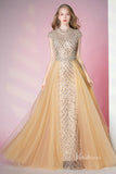 Prom Dress 2025 Vintage Gold Beaded Formal Evening Dress Overskirt Prom Dress FD2375-unique prom dresses-Gold-US 2-Viniodress