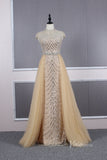 Vintage Gold Beaded Formal Evening Dress Overskirt Prom Dress FD2375