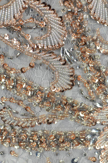 Vintage Gold Beaded Sheath Prom Dress Grey Evening Dress FD2668-Evening Dresses 2025 -Viniodress-Grey-US 2-