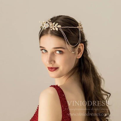 Vintage Gold Bridal Circlet Headband AC1103-Headpieces 2025 -Viniodress-Headband-