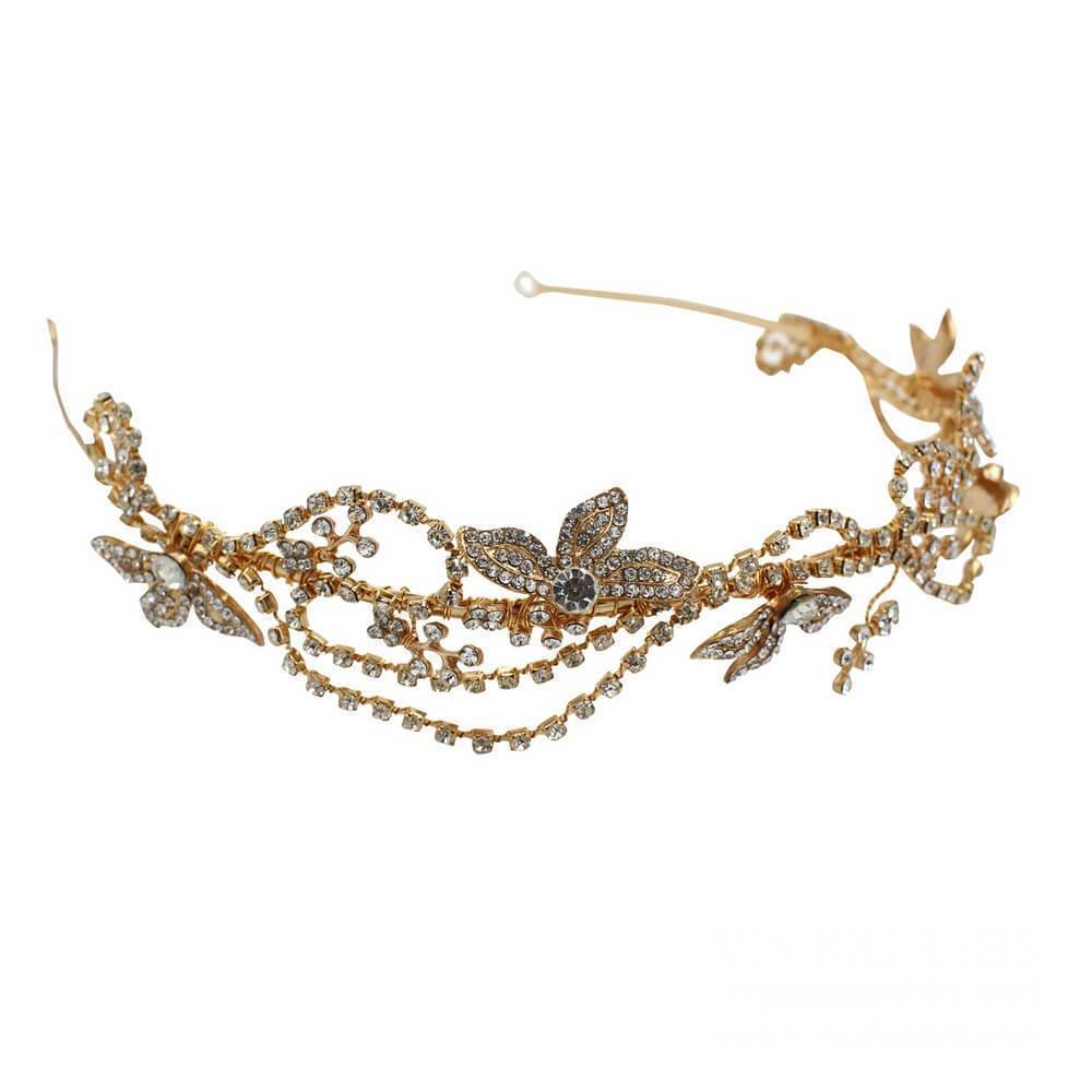 Vintage Gold Crystal Wedding Headband AC1232-Headpieces 2025 -Viniodress-As Picture-