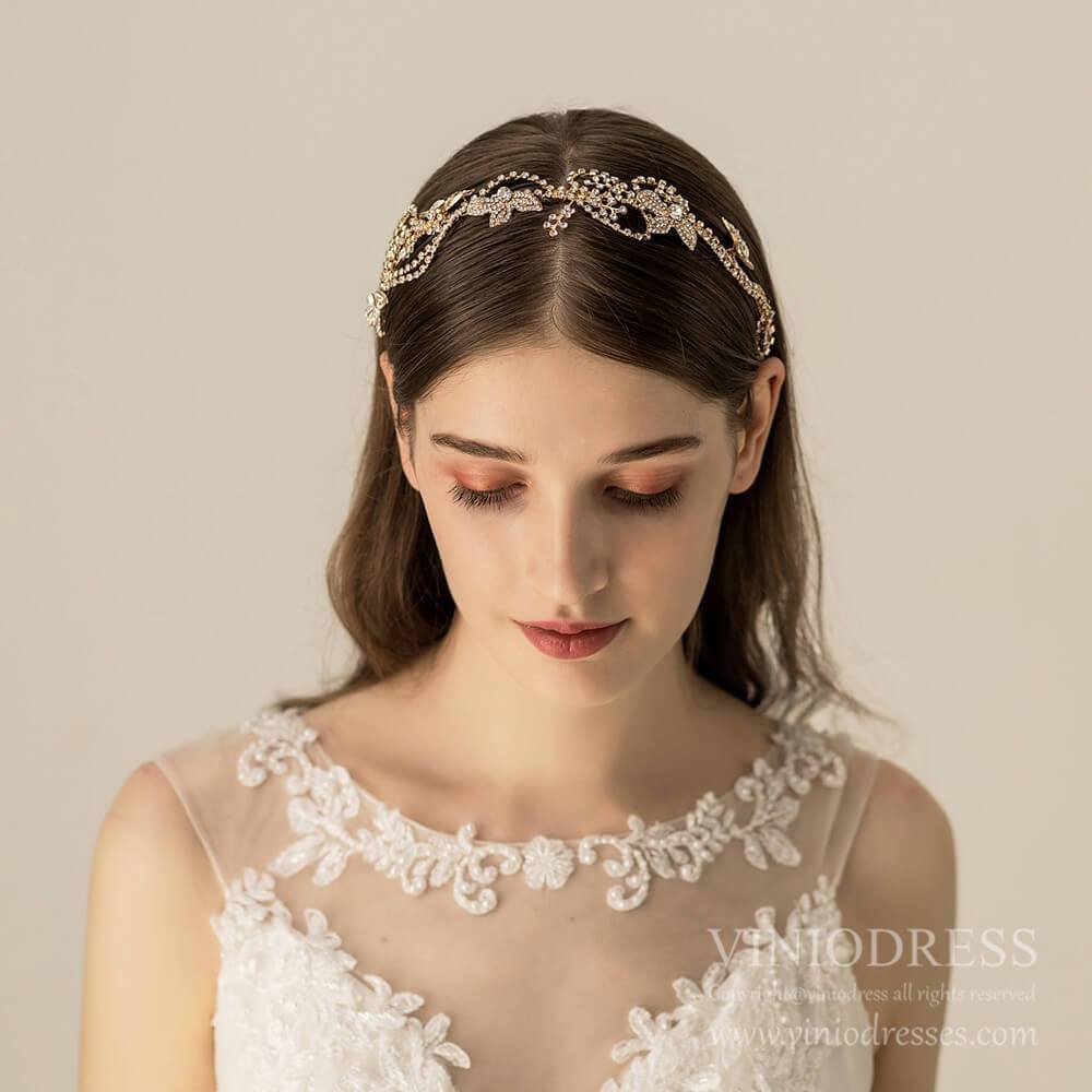 Vintage Gold Crystal Wedding Headband AC1232-Headpieces 2025 -Viniodress-As Picture-