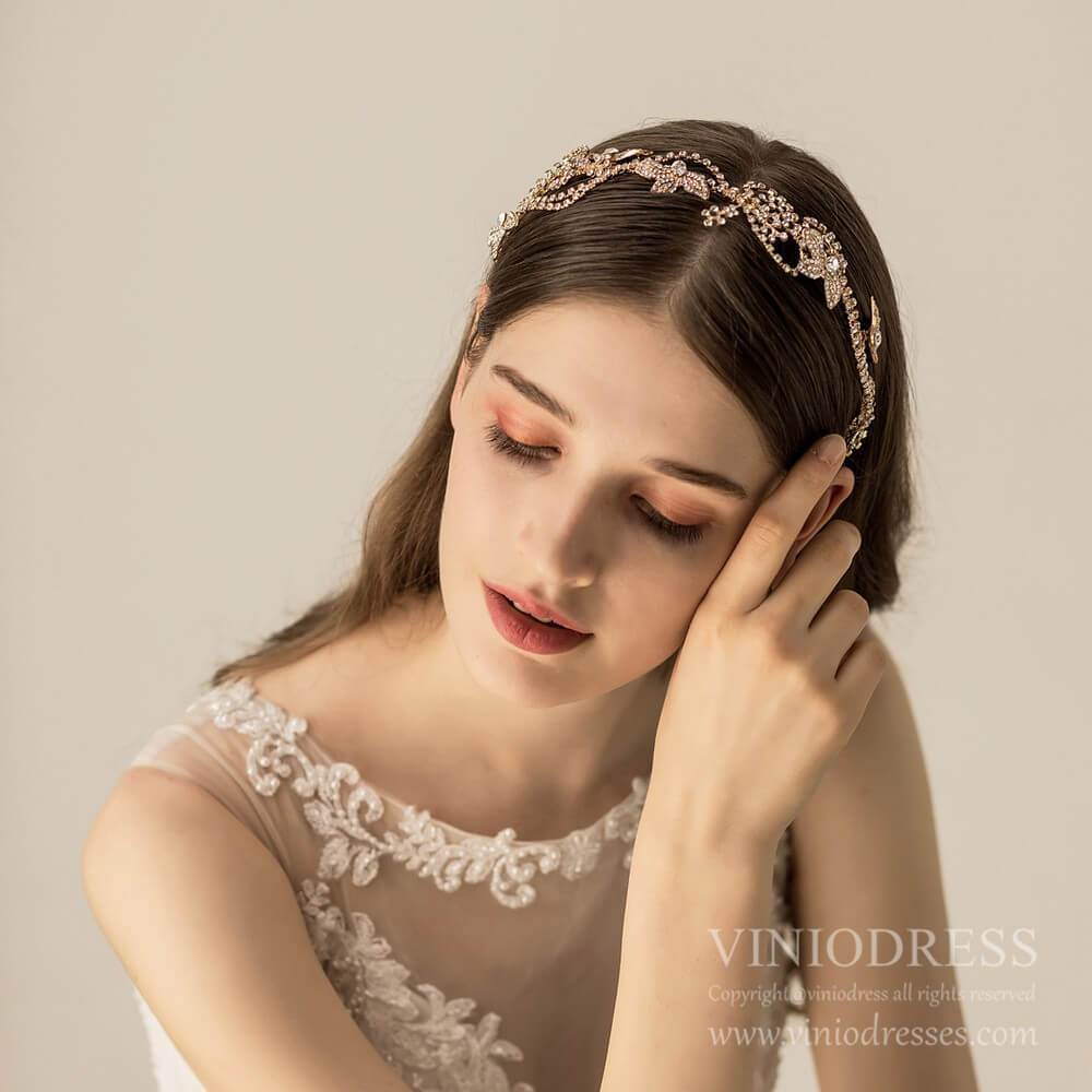 Vintage Gold Crystal Wedding Headband AC1232-Headpieces 2025 -Viniodress-As Picture-