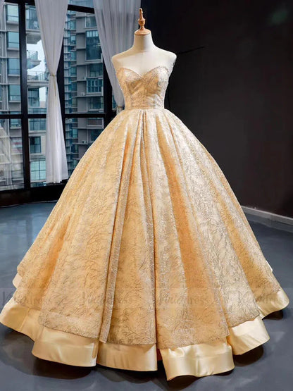 Vintage Gold Embroidery Quinceanera Dresses with Removable Sleeves FD1668 viniodress-prom dresses 2025 -Viniodress-Gold-US 2-