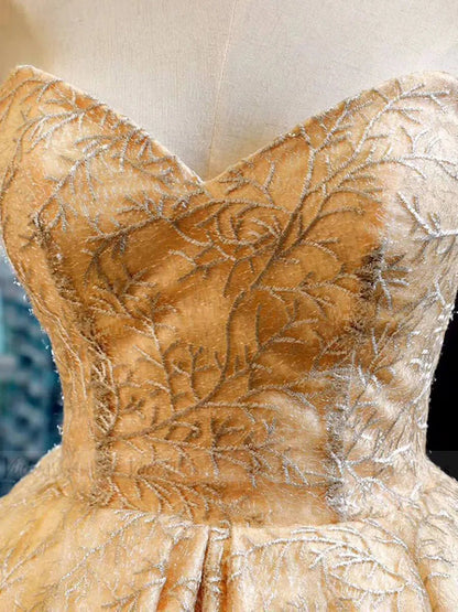 Vintage Gold Embroidery Quinceanera Dresses with Removable Sleeves FD1668 viniodress-prom dresses 2025 -Viniodress-Gold-US 2-