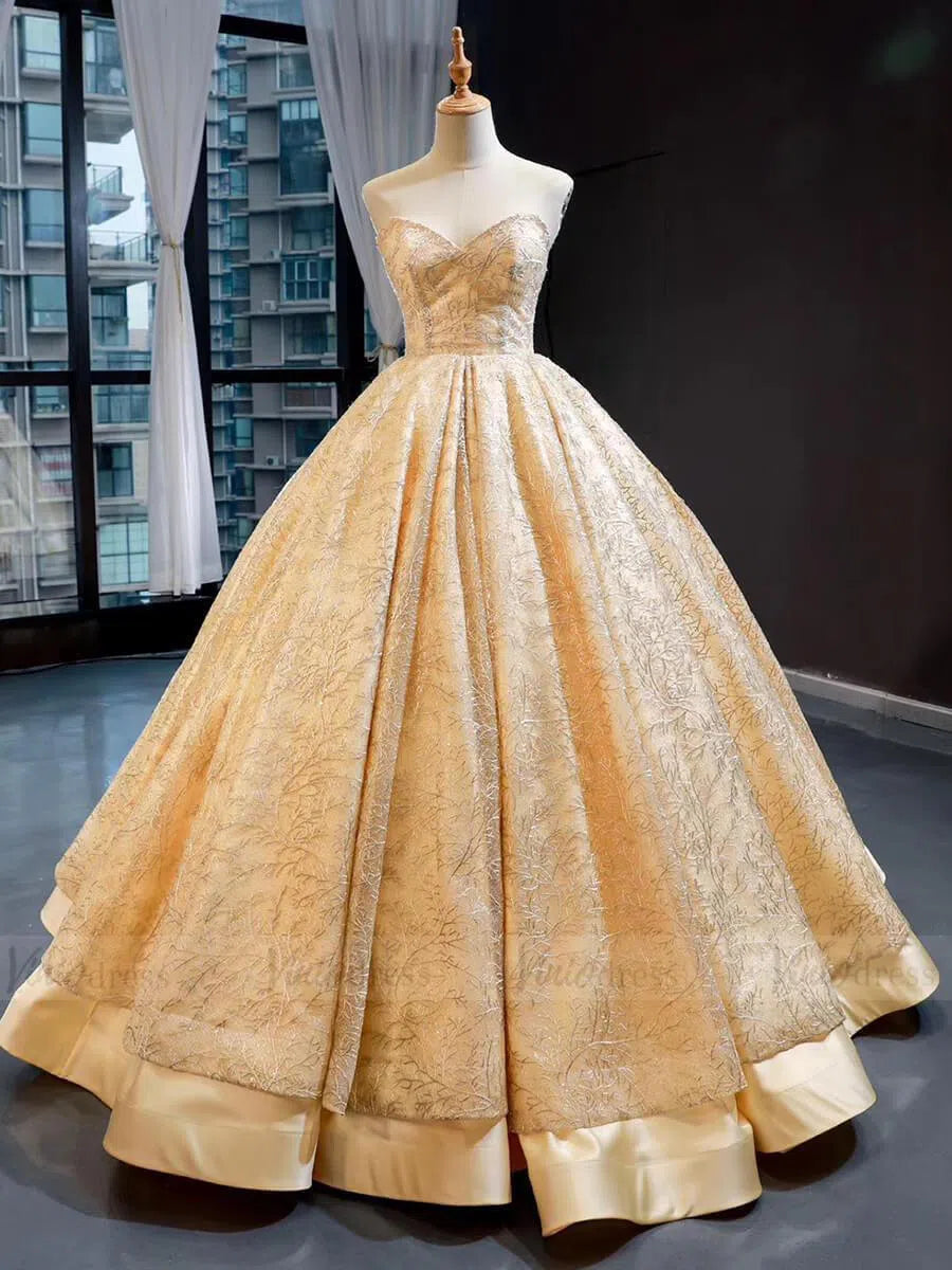 Prom Dress 2025 Vintage Gold Embroidery Quinceanera Dresses with Removable Sleeves FD1668 viniodress-unique prom dresses-Gold-US 2-Viniodress