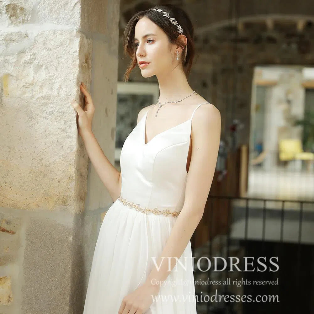 Vintage Gold Leaves Bridal Sash with Crystals AC1058-Sashes & Belts 2025 -Viniodress-Gold-