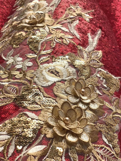 Vintage Gold Prom Dresses Red Floral Lace Quinceañera Dress 66704 viniodress-prom dresses 2025 -Viniodress-Emerald Green-US 2-