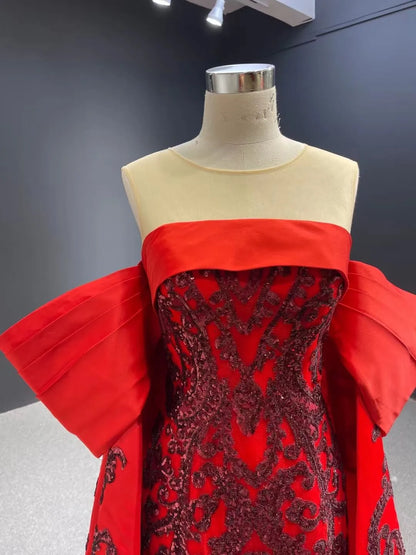 Vintage Green Lace Satin Prom Dresses Off the Shoulder Couture Pageant Dress 67227 viniodress-Quinceanera Dresses 2025 -Viniodress-Green-Custom Size-